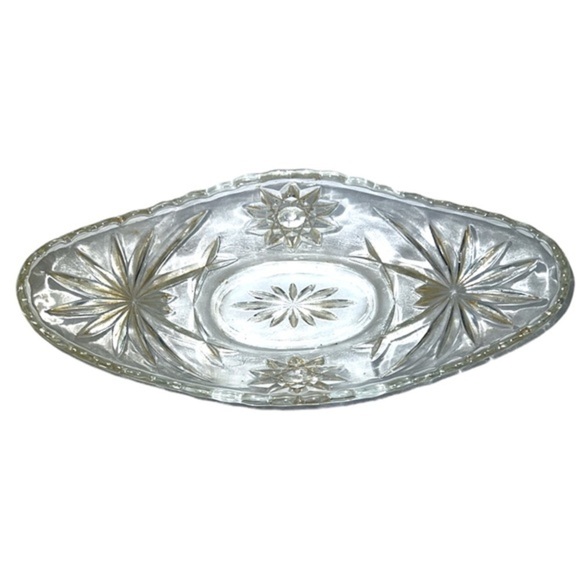 Anchor Hocking Vintage Glass Gondola Dish Deep Star Etching heavy - Picture 1 of 4
